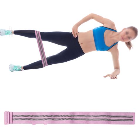 Verstellbares, rutschfestes Hüftwiderstandsband mit Schlaufe und Kreis für Fitnessstudio, Yoga und Fitnessübungen (Pink) (1/5)