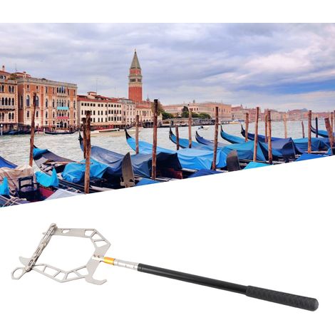 Gaffe Accastillage Rétractable U‑Alu [Mode Hybride: Crochet + Perche + Passe‑Corde] 1.5 m pour Amarrage et Manœuvre Navale