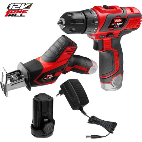 kit trapano avvitatore e sega a gattuccio 12v - valex
