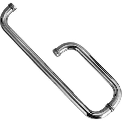 Paire de poignées porte douche chromées, finition acier (1/5)