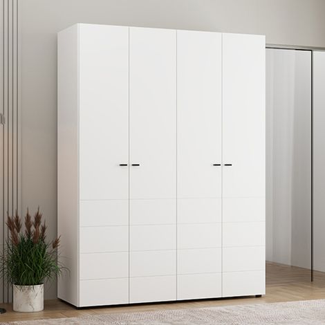 Armario Grande Soris, Guarda Ropa Habitación, 2 Estantes, 4 Compartimentos, 155x208h cm Blanco Mate (1/5)