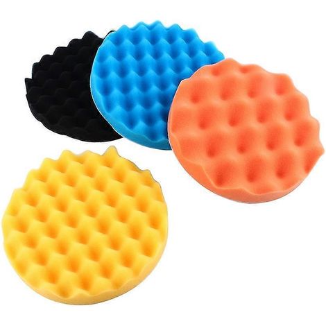 Ensemble de 4 tampons de polissage en mousse de 18 cm (7 pouces) pour voiture, avec cire de polissage (1/4)