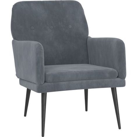 Fauteuil gris foncé, 62x79x79 cm, velours. (1/5)