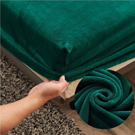 Drap Housse 160x200 en Polaire Bonnet 30 cm, Vert Velours Drap Housse Enfant- Drap Housse Matelas Epais 1 Personnes, Microfibre Brossée avec Une Rebord Élastique (1/5)