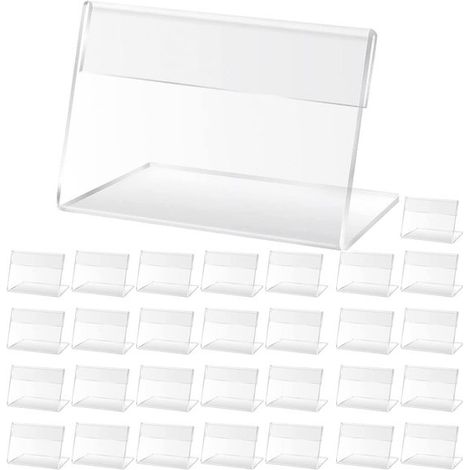 Présentoir cartes de visite - 30 pièces - Support étiquettes de prix - Acrylique - Porte-noms - Support de table - Convient aux bureaux, magasins et supermarchés - 4 x 6 cm - Transparent (1/5)