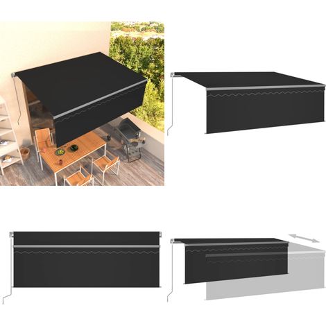 Markise Manuell Einziehbar mit Rollo 4x3 m Anthrazit - Versenkbare Markise - Alu Markise - Gartensonnenschutz - Markise Anthrazit - Outdoor Markise - Home & Living (1/5)