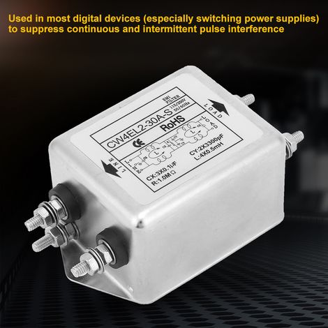 CW4EL2-30A S Filtre CEM Monophasé Filtre d'Alimentation 115V/250V 50/60Hz (1/5)