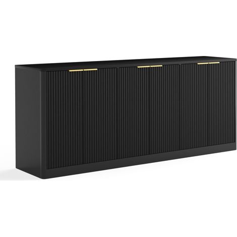 Buffet moderne noir avec 6 portes, 170 x 40 x 70,5 cm, rangement polyvalent pour salon, cuisine ou chambre (1/5)