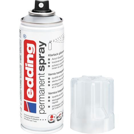 Edding - Vernis transparent aérosol E5200 - Finition brillant - Spray 200ml – Application facile en intérieur et extérieur