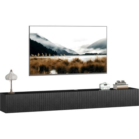 Floating TV Stand, Wall Mounted, 180 x 25 x 22 cm, Black (1/5)