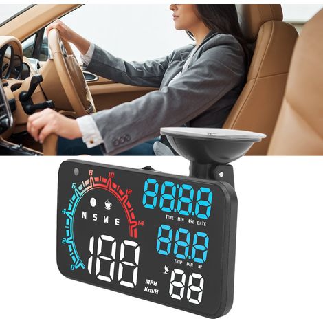 (Vidéo disponible) Compteur de vitesse GPS LED, affichage tête haute universel pour voiture avec vitesse/direction/distance/alarme de survitesse/écran haute définition (G11) couleur (1/5)