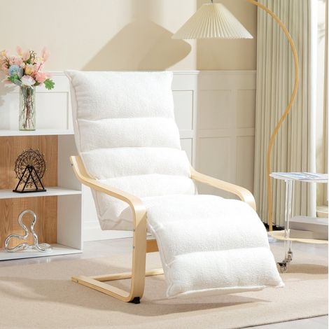 Sillón relax 67x93-114x105 cm blanco en poliéster con reposapiés ajustable y balanceo (1/5)