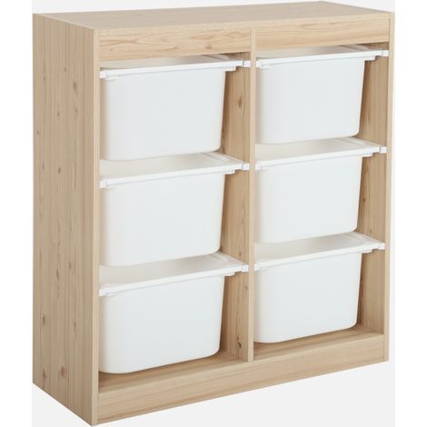 Mueble para niños con 6 cubos de almacenaje