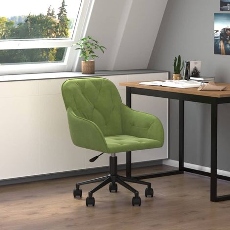 Chaise pivotante de bureau Vert clair Velours vidaXL (1/5)