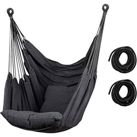 Premium Outdoor-Hängematte – Leichte Hängematte für Strand, Garten und Balkon – Ideal als Campingzubehör und Hängematte für Urlaub, Nickerchen und Freizeit (ohne Kissen, dunkelgrau)