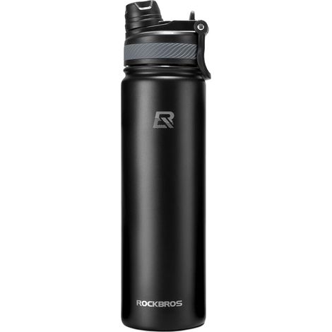 Gourde isotherme de vélo 620 ml en acier inoxydable noir (1/5)