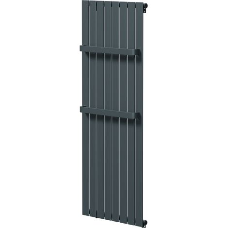 Dalton Anthracite 1600mm x 604mm Single Panel Radiator with Twin Towel Rails (1/5)