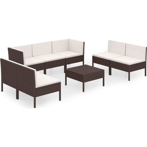 Maison Exclusive - Set Divani da Giardino 8 pz con Cuscini in Polyrattan Marrone