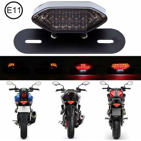 Luci posteriori a LED per moto, Luce freno posteriore per moto 12V Indicatore di direzione Indicatore luminoso Lampada targa(Fumo) (1/5)
