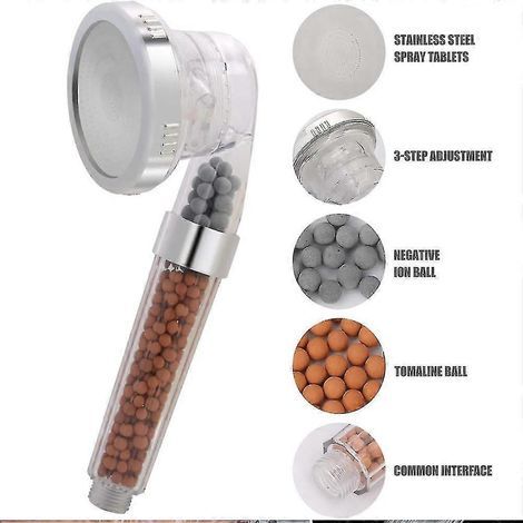 Pommeau de douche filtrant 3 en 1 avec filtre ionique et filtre anticalcaire (1/4)