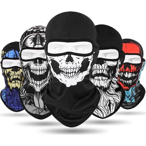 Cagoule homme tête de mort, masque de ski, bonnet de cyclisme, protection pour le snowboard, casque de moto/vélo, bandana, écharpe respirante et coupe-vent qd (1/4)
