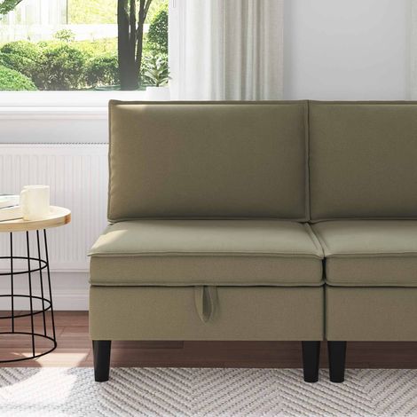 vidaXL Canapé central avec rangement Kaki Velours (1/5)