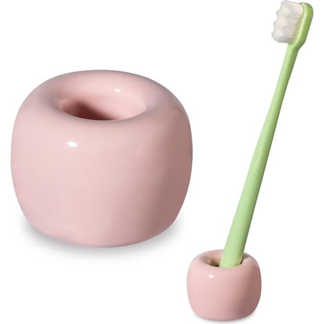 2pcs support de porte-brosse à dents en céramique élégant mini pour les comptoirs de vanité de salle de bain (1/5)
