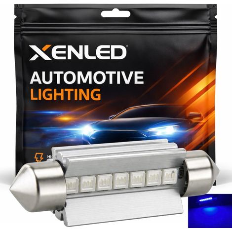 1 x AMPOULE C10W T10.5x43 42mm 8 LED BLEU Super Canbus 80Lms XENLED - PALLADIUM (1/5)