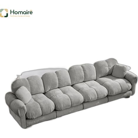Canapé modulable en chenille gris avec accoudoirs 330 x 86 x 90 cm HOMAIRE (1/5)
