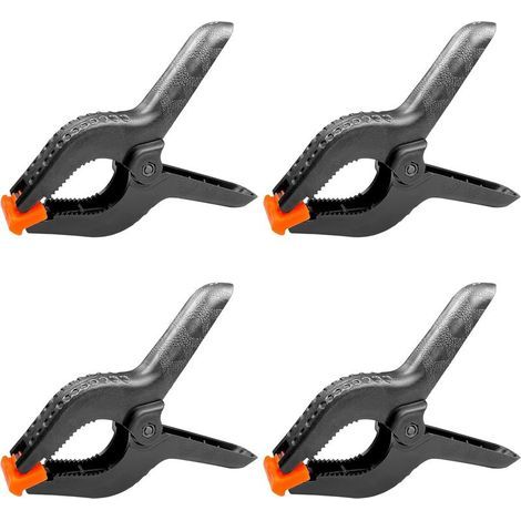 4 pièces 6" 158 MM pince a ressort plastique, pince de serrage force de serrage élevée ouverture maximale 65MM, pince serre joint avec mobiles mâchoires pour bois atelier photographie, noir (1/5)