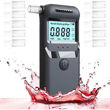 Éthylotest portable avec 10 embouts buccaux - Éthylotest personnel avec affichage numérique LCD pour la maison, le camping, les fêtes (1/5)