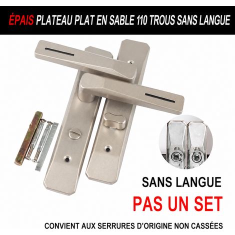 Plaque de serrure épaissie plane en nickel satiné, sans pêne, entraxe 110 mm réf 6886 10 g – Livraison gratuite