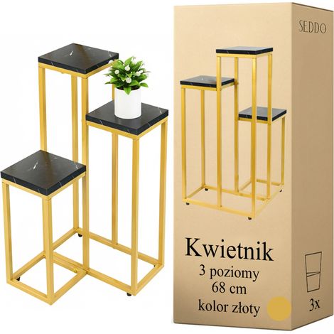 Mehrstufiger Blumenständer, 3-stöckig, rustikaler Loft-Bodenständer, 68 cm (1/5)