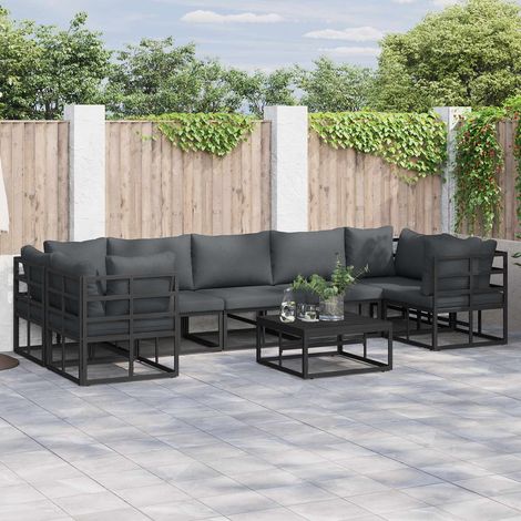 Conjunto de sofá de jardín Negro Aluminio (1/5)