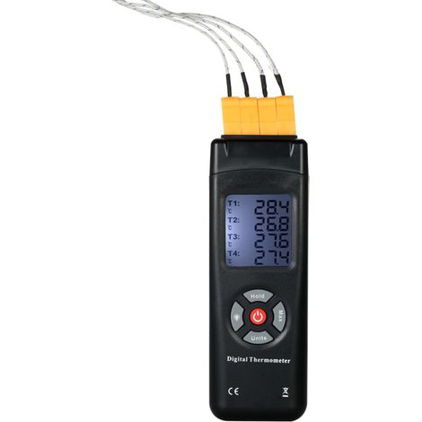 Thermomètre numérique LCD de type K à 4 canaux avec capteur thermocouple -501350 °C / -582462 °F et fonction de maintien des données (1/5)