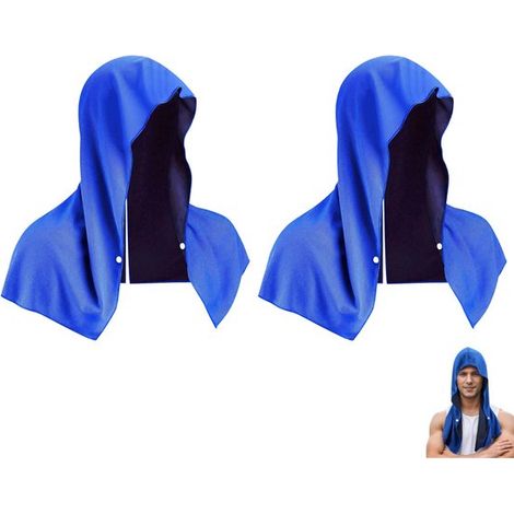 Lot de 2 serviettes rafraîchissantes à capuche en forme de U - Serviettes de plage et de salle de sport en microfibre à séchage rapide et protection UV (1/5)