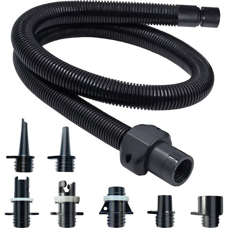 Manguera adaptadora para bomba de paletas, universal, con 7 conexiones de válvula de aire, compatible con la mayoría de las bombas de paletas, conexión giratoria de rosca, diámetro interior de 0,9 pul
