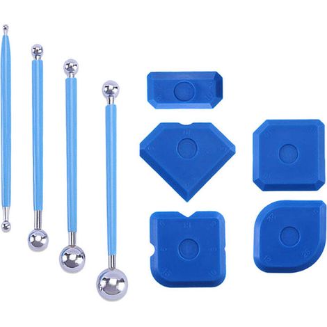 Kindfiber OÜ-Lot De 9 Grattoirs À Outils Ensemble D'outils D'évacuation Lisseur Joint Silicone Pour Réparation Et Entretien De Salle De Bain Et Cuisine (1/5)