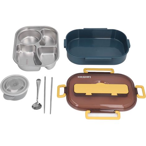 Boîte-repas isotherme 2 niveaux empilable en acier inoxydable 304, 200ml, avec fermeture pliable (1/5)