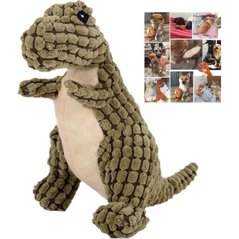 Peluche dinosaure résistante, jouet à mâcher Tyrannosaurus Rex mignon pour chiens, jouet interactif en tissu doux et couineur. (1/5)