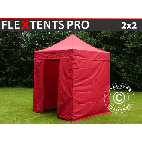 Gazebo pieghevole FleXtents PRO 2x2m Rosso, incl. 4 fianchi