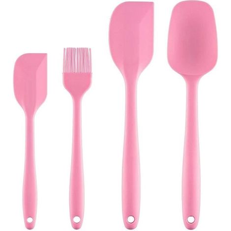 Set 4 Spatule Silicone Cuillère Cuisine Pinceau à Pâtisserie Palette Souple Racloir à Pâte Gâteau Anti-Adhérent Anti-Chaleur (1/4)