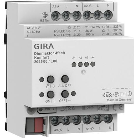 Gira Dimmaktor 4-f REG KNX Secure contrôle éclairage maison
