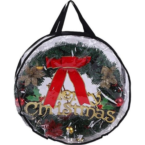 Sac de rangement transparent pour couronne de Noël en PVC, anti-poussière. (1/4)
