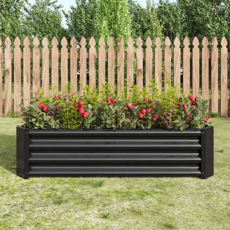 Potager surélevé en métal, fabriqué en tôle d'acier robuste, stable et résistante à la rouille. Kit sans fond, idéal pour les légumes, les herbes aromatiques et les fleurs. (1/5)