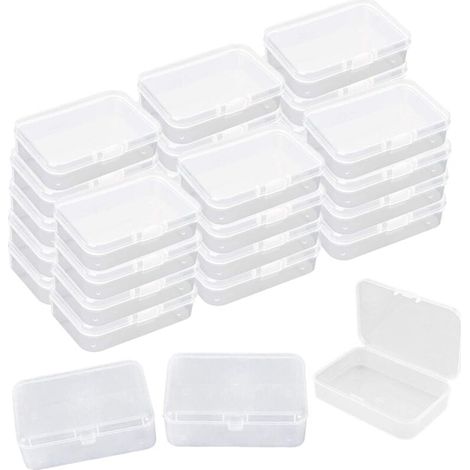 30 Pcs Transparent Mini Boîte de Rangement, Plastique Conteneurs De Stockage Bijoux Organisateur Boîte avec Couvercles Flip-up pour Carte, Perle Minuscule, Jewerlry, 8,5 5,5 2,5 cm-Fei Yu (1/4)