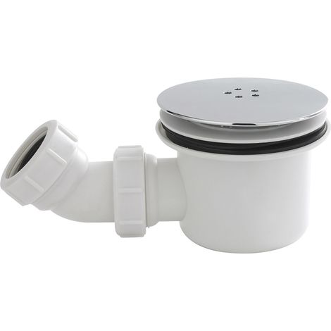 Resin Shower Tray Mega Flow Waste - White with Chrome Top
