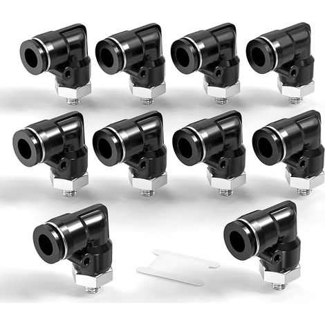 Coude mâle 6mm OD tube x M5 filetage 90 Raccords Push to Connect PL6-M5 (Pack de 10) (1/4)