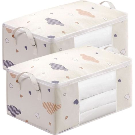 Organisateur de vêtements de 2pcs, sac de rangement de couette anti-lest, boîte à vêtements, conteneur de literie, de grande capacité, 55 35 25cm (1/5)