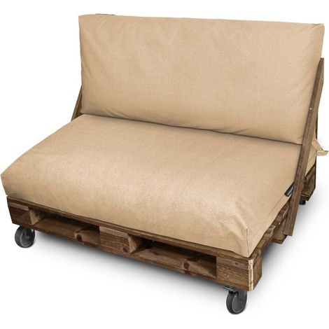 Cojín para Palets Toldotex Beig Set: Asiento 120x80x20 (liso) + Respaldo 120x45x25 (liso) Beige